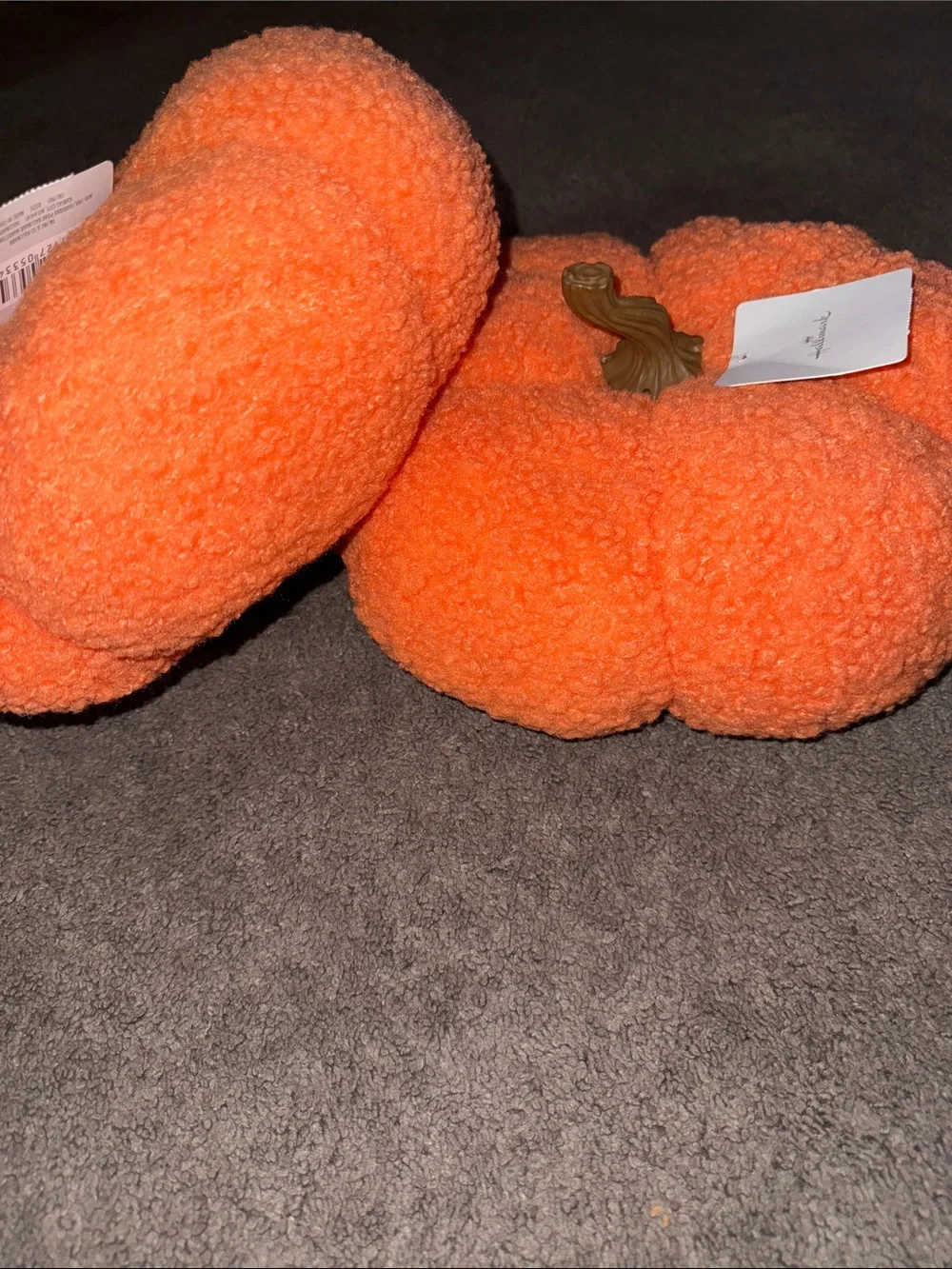 Hallmark Bright Orange Plush Pumpkin Pair